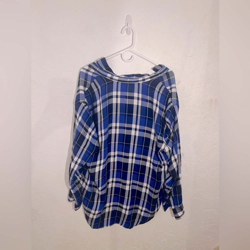 Express Button Down Flannel Blue - image 2